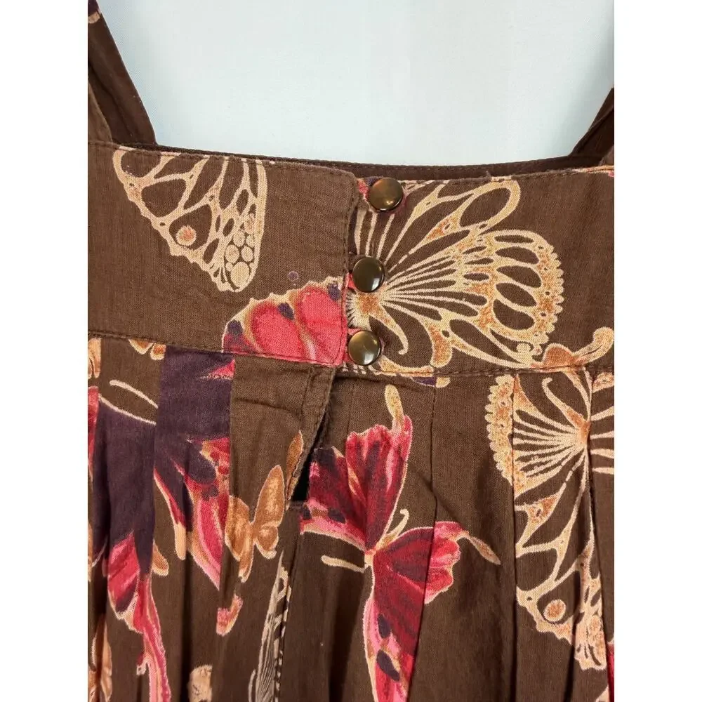 GAP 100% Cotton Sundress Girls Brown Pink Small 6/7 Butterfly Block Print India